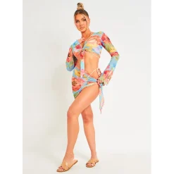 Missy Empire Floral Print Mesh Sarong in Multi