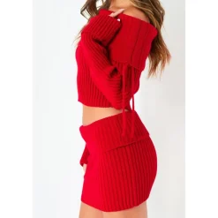 Missy Empire Fold Down Skirt in Red