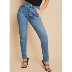 Missy Empire High Waisted Jeans in Blue