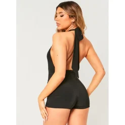 Missy Empire Layer Slinky Cross Over Cut Out Playsuit in Black