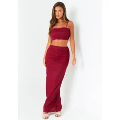 Missy Empire Mesh Maxi Skirt in Red