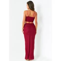 Missy Empire Mesh Maxi Skirt in Red