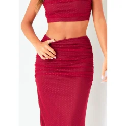 Missy Empire Mesh Maxi Skirt in Red