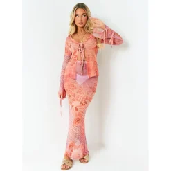 Missy Empire Mesh Skirt in Orange