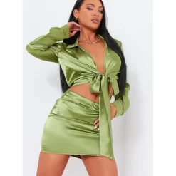 Missy Empire Mini Skirt Co Ord in Green