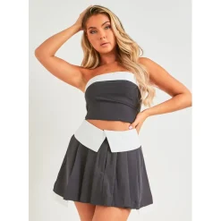 Missy Empire Over Pleated Mini Skirt in Grey