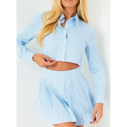 Missy Empire Pleated Mini Skirt in Blue