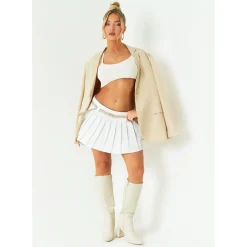 Missy Empire Pleated Mini Skirt in White
