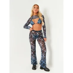 Missy Empire Printed Trouser in Blue