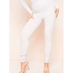 Missy Empire Ribbed Leggings in Grey