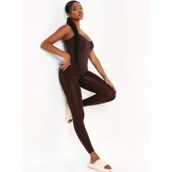 Missy Empire Strappy All In One Jumpsuit in Brown