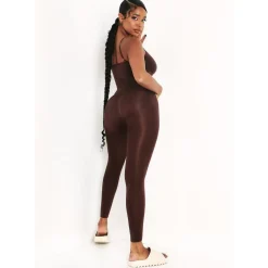 Missy Empire Strappy All In One Jumpsuit in Brown