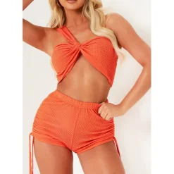 Missy Empire Textured Shorts in Orange
