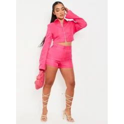 Missy Empire Through Tailored Shorts in Pink