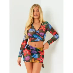 Missy Empire Tie Side Beach Skirt in Black