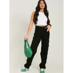 Missy Empire Up Side Mom Jeans in Black
