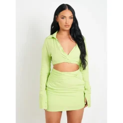 Missy Empire Waist Detail Mini Skirt in Green
