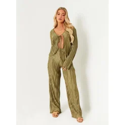 Missy Empire Wide Leg Trouser in Green