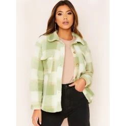 Missy Empire Wool Blend Oversized Shacket in Green