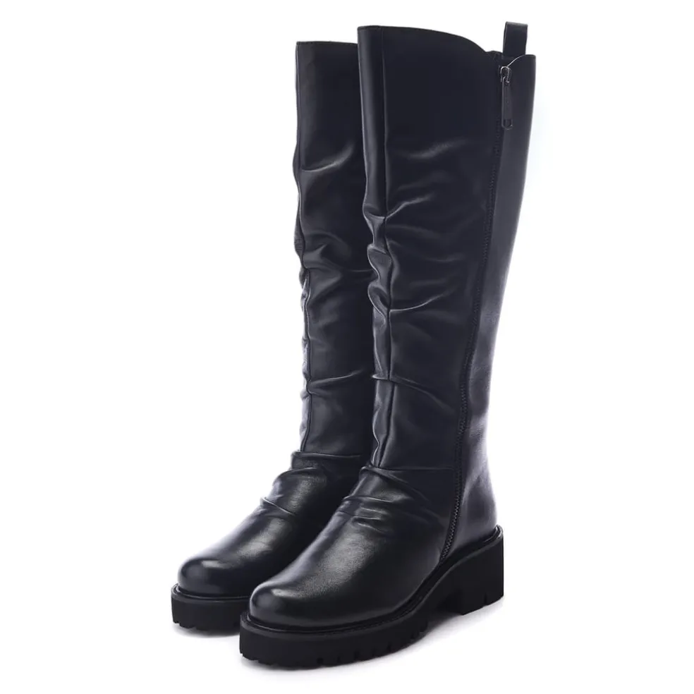 Moda in Pelle Knee High Block Heel Boots in Black