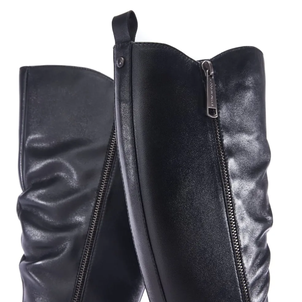 Moda in Pelle Knee High Block Heel Boots in Black