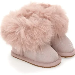 Monnalisa Bow Fur Boots in Pink