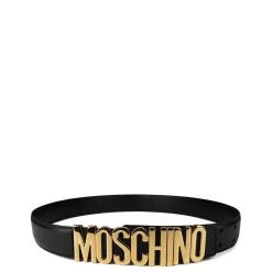 Moschino Logo Belt in Black