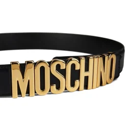 Moschino Logo Belt in Black