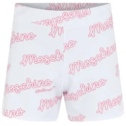Moschino Logo Print Casual Shorts in White
