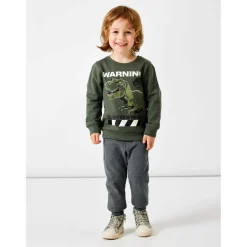 Name It Regular Fit Jurassic Park Crew Neck Sweatshirt in Green