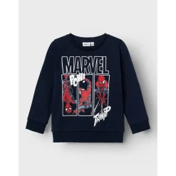 Name It Spiderman Crew Neck Long Sleeve Sweatshirt in Blue