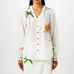 Never Fully Dressed Miley Regular Fit Long Sleeve Shirt in Cream