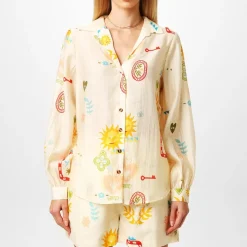 Never Fully Dressed Sundazed Long Sleeve Regular Fit Shirt in Cream