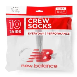 New Balance 10 Pk Cushioned Crew in White