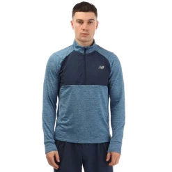 New Balance Athletics Heat Grid 1/2 Zip Top in Blue