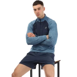 New Balance Athletics Heat Grid 1/2 Zip Top in Blue