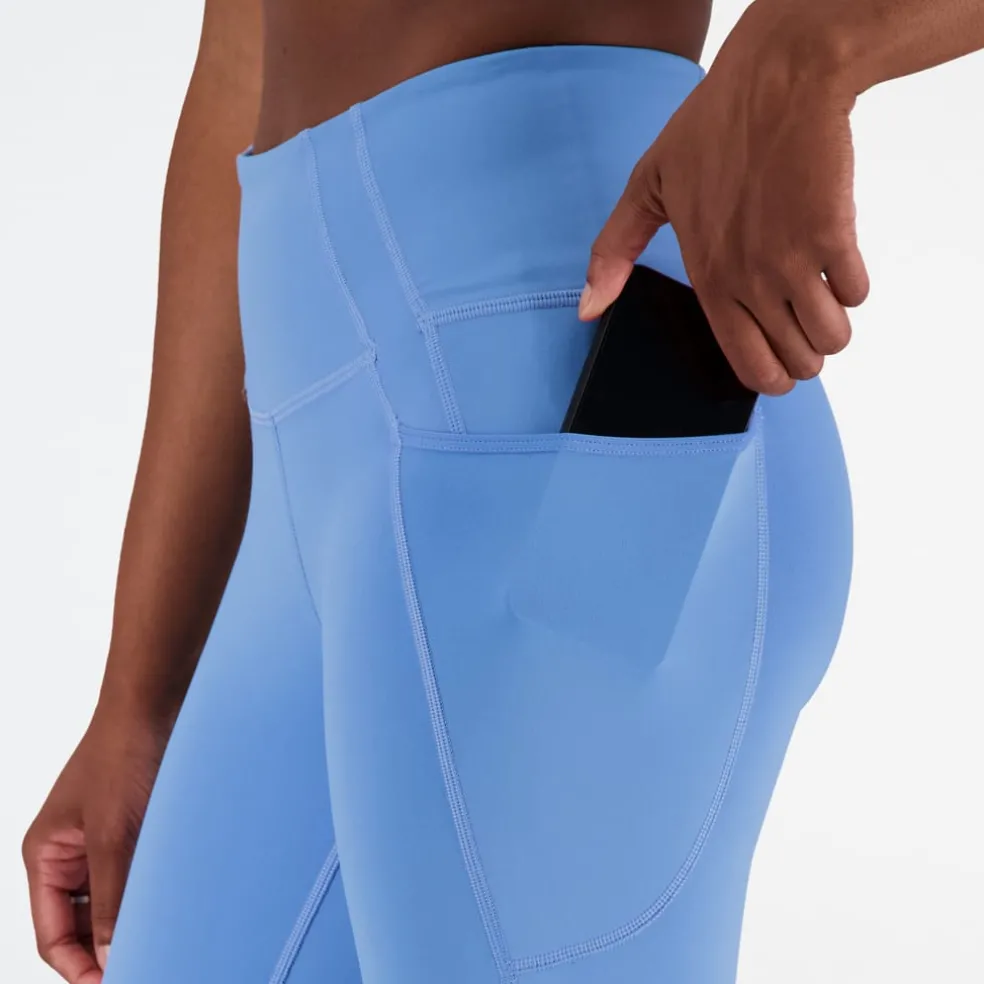 New Balance Shape Shield 7/8 High Rise Pocket Tights in Blue