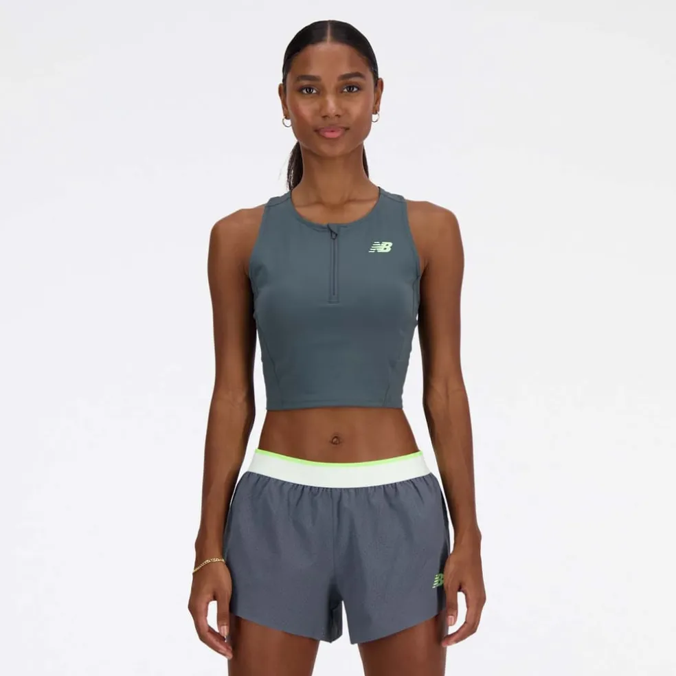 New Balance Sleek Race Day Fitted Tank Top in Grey