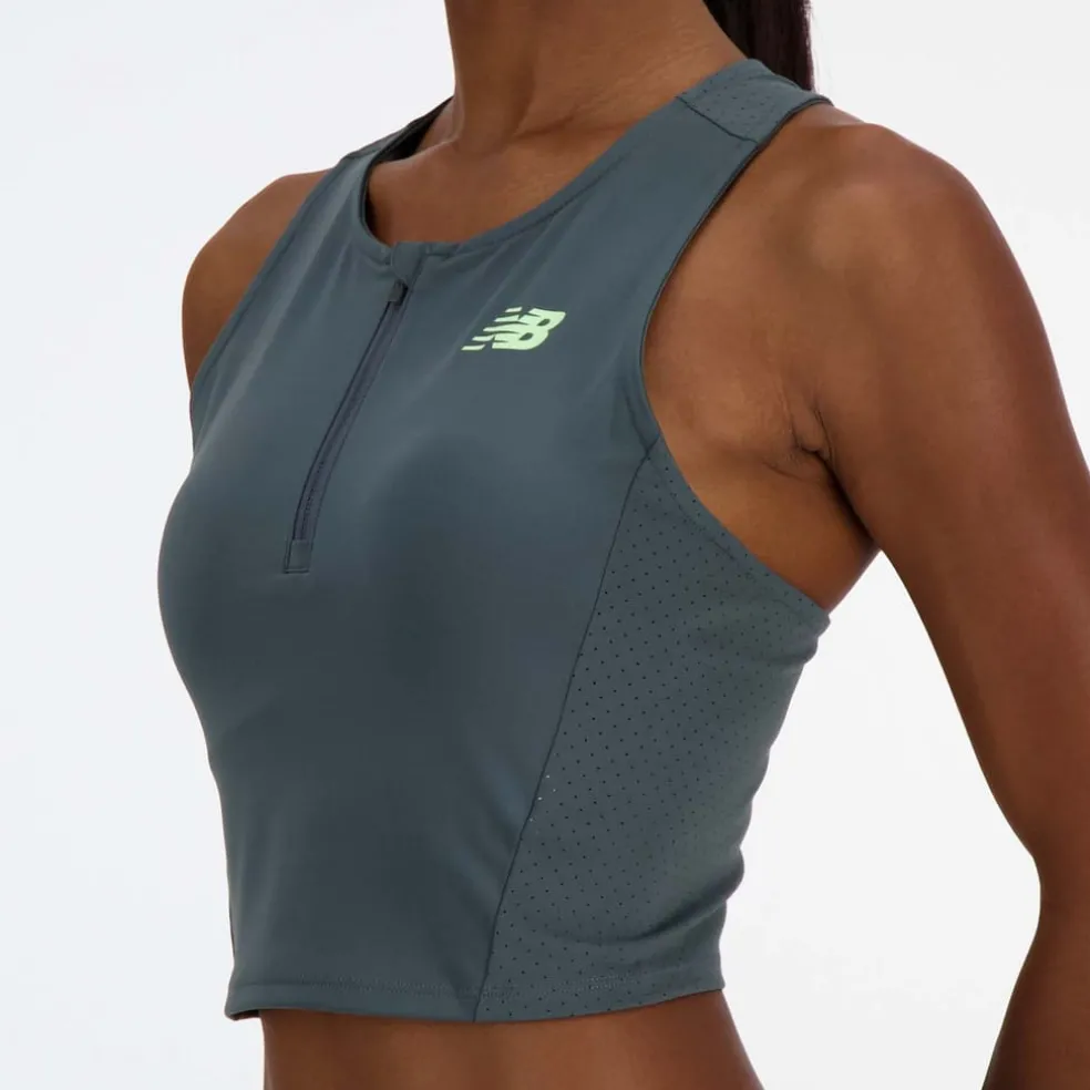 New Balance Sleek Race Day Fitted Tank Top in Grey
