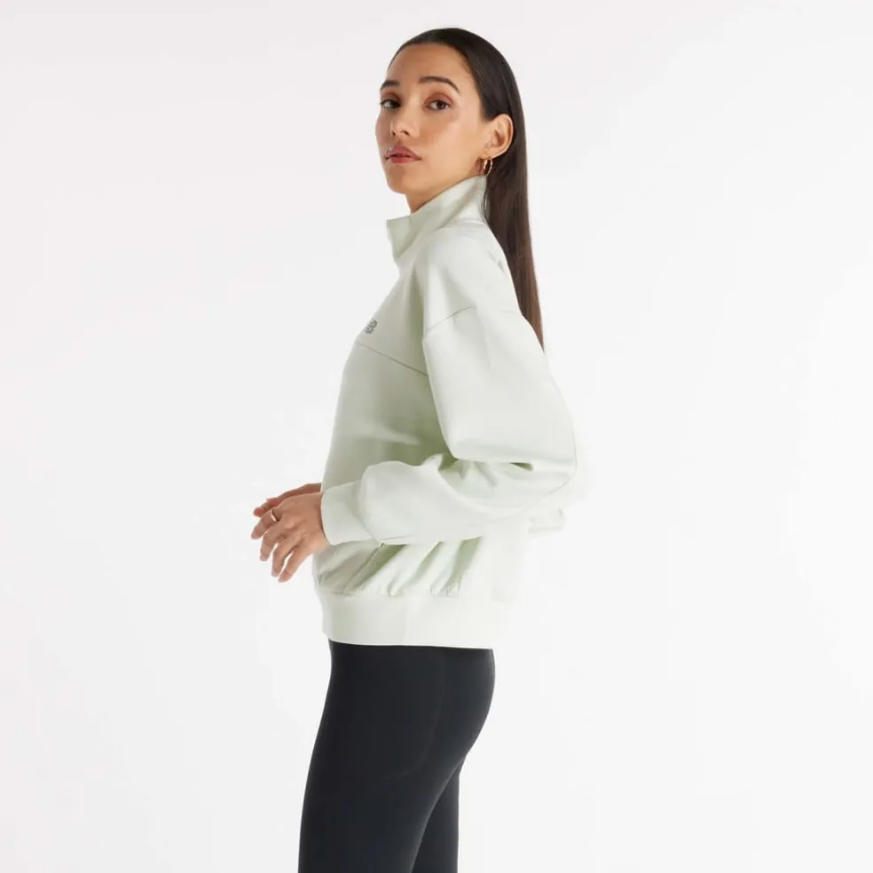 New Balance Tech Knit Oversized 1/4 Zip Top in Mint