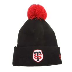 New Era Juniors Stade Toulousain Contrast Pom Pom Beanie in Black