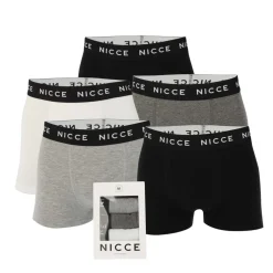 NICCE Mens Haunton 5 Pack Boxer Shorts in Black Grey White