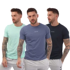 NICCE Mens Tordh 3 Pack T-Shirts in blue navy