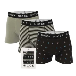NICCE Mens Zarif 3 Pack Boxer Shorts in Black Grey