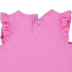 Nike Full Zip Crew Neck Short Sleeve Romper in Pink