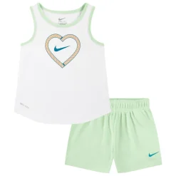 Nike Girls Happy Camper Mesh Short Set in Green