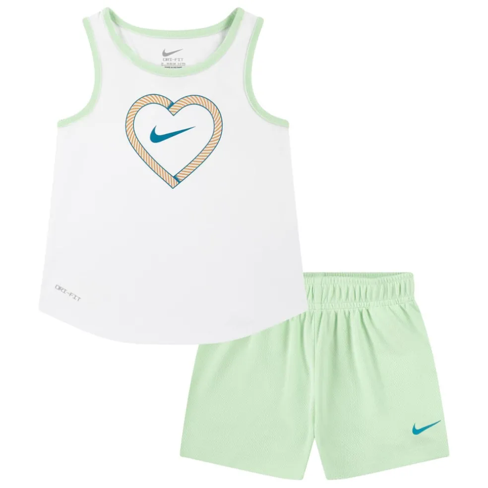 Nike Girls Happy Camper Mesh Short Set in Green