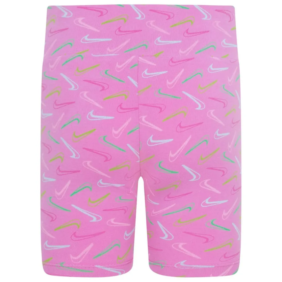 Nike Girls Swoosh Logo Bike Shorts in Blue