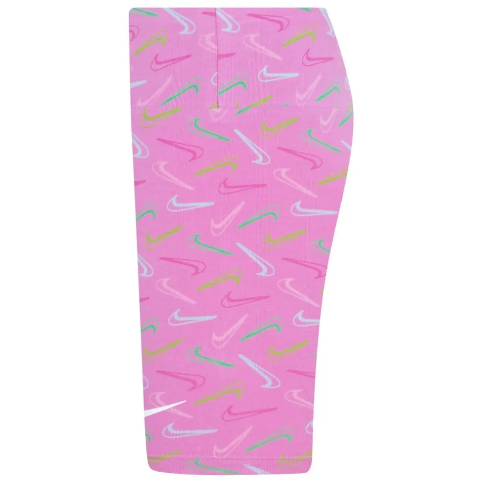 Nike Girls Swoosh Logo Bike Shorts in Blue