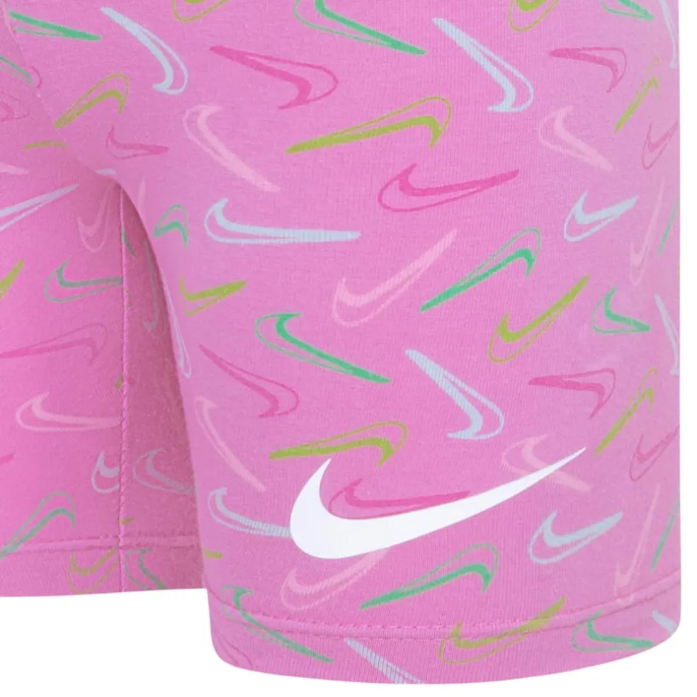 Nike Girls Swoosh Logo Bike Shorts in Blue